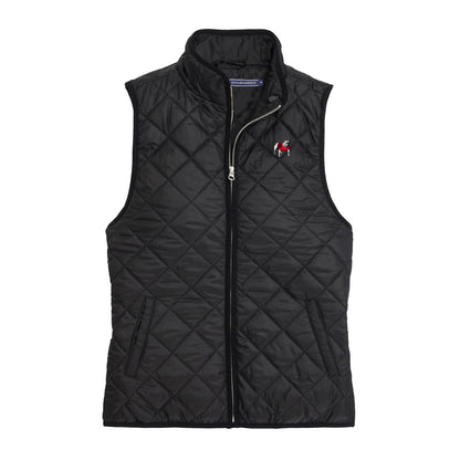 Womens Standing Bulldog Quilted Vest - Black