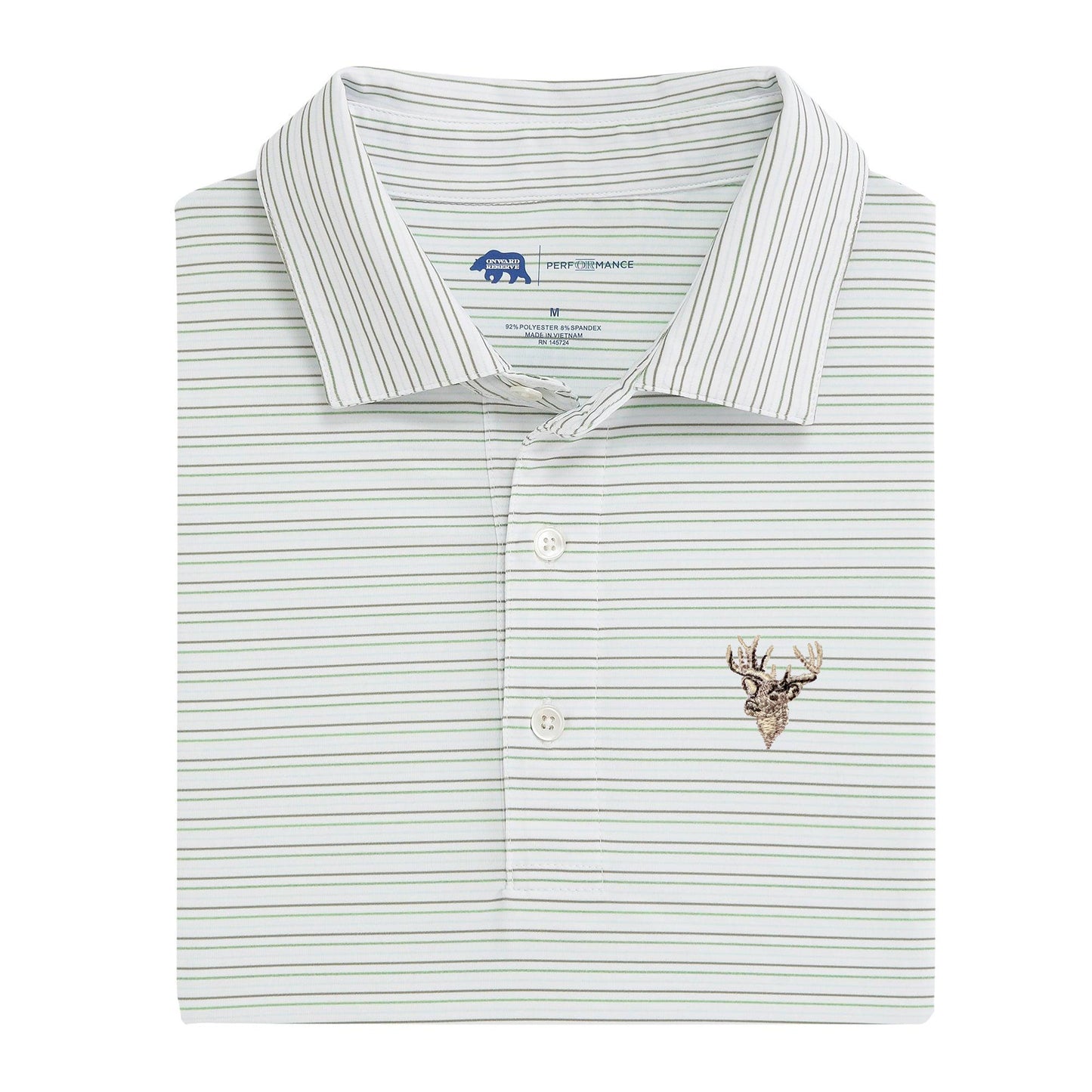 Buck Driver Stripe Performance Polo - Oil Green