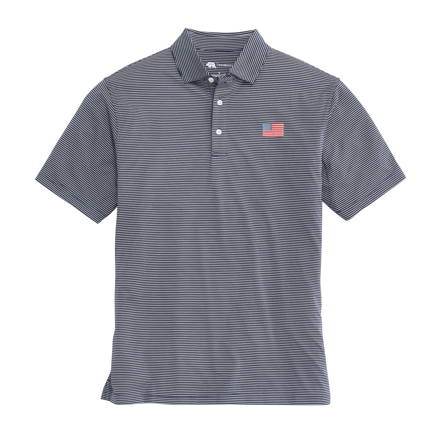 Classic Flag Birdie Stripe Performance Polo - Dark Denim