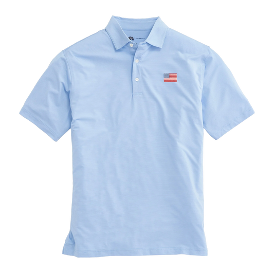 Classic Flag Hairline Stripe Performance Polo - Sky