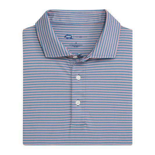 Trophy Stripe Performance Pique Polo - Captains Blue