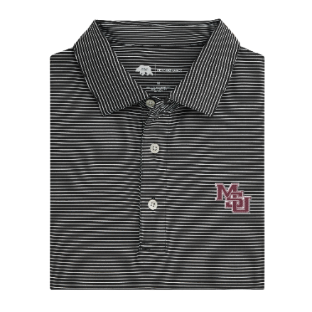Mississippi State Vintage MSU Birdie Stripe Performance Polo - Mirage Grey