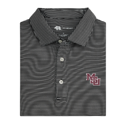 Mississippi State Vintage MSU Birdie Stripe Performance Polo - Mirage Grey