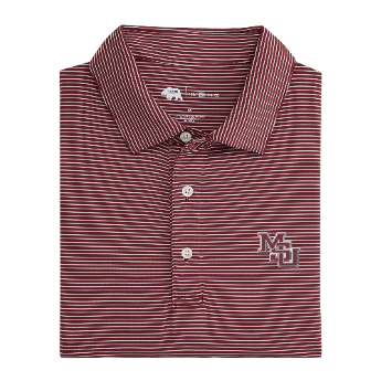 Mississippi State Vintage MSU Birdie Stripe Performance Polo - Mirage Grey