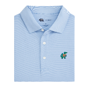 Florida Standing Gator Hairline Stripe Performance Polo - Orange