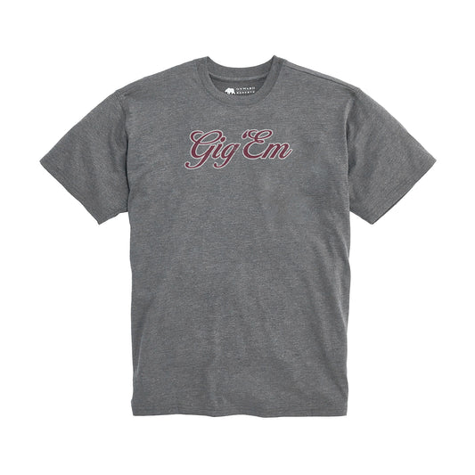 Texas A&M Gig 'Em Script Vintage Wash Tee - Granite