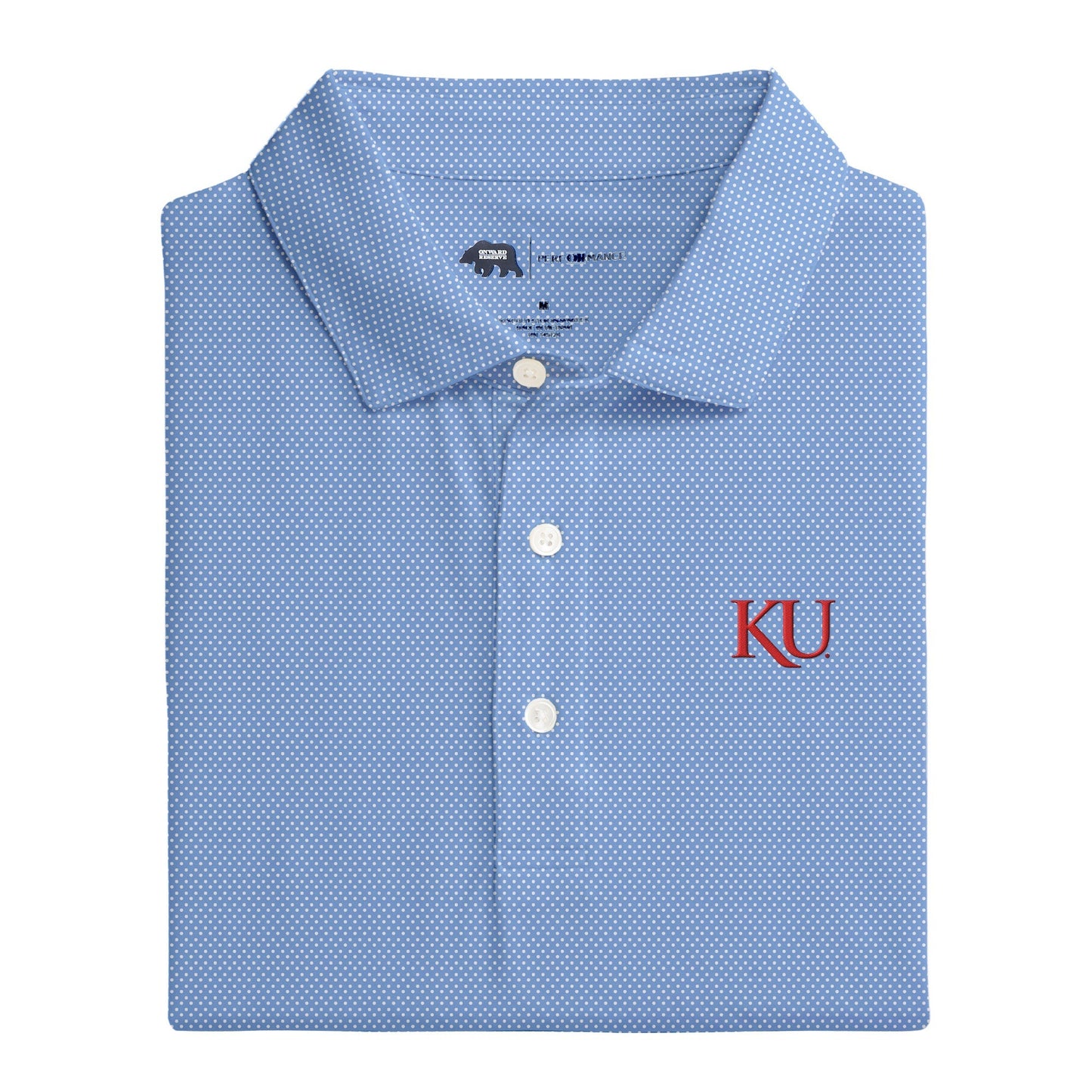 Kansas KU Dart Printed Performance Polo - Sky