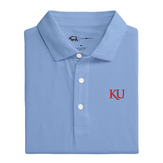 Kansas KU Dart Printed Performance Polo - Sky
