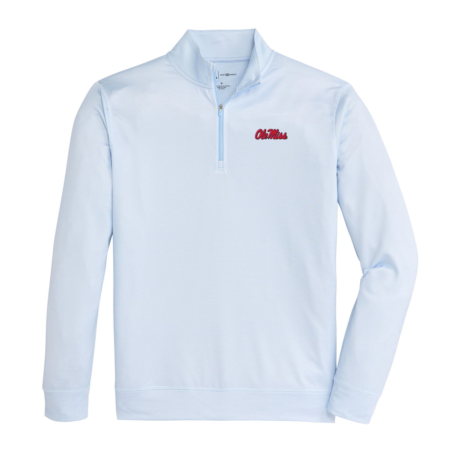 Ole Miss Script Hairline Stripe Printed Performance 1/4 Zip - Sky