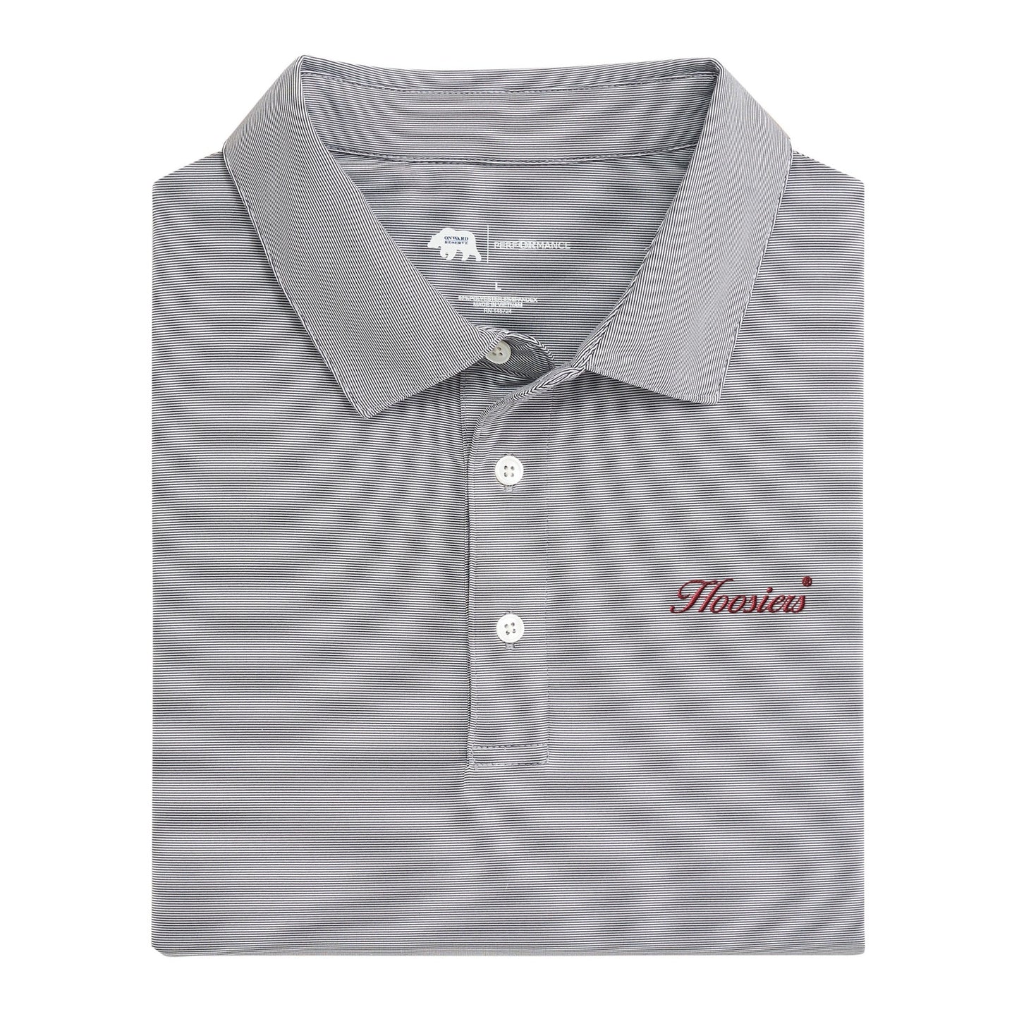 Indiana Hoosiers Vintage Script Hairline Stripe Performance Polo - Nine Iron