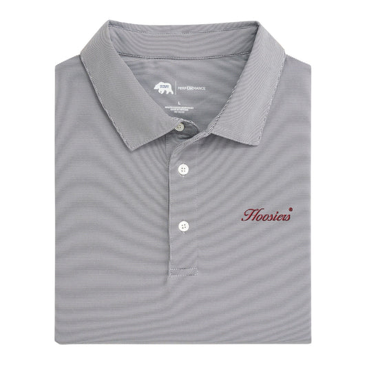 Indiana Hoosiers Vintage Script Hairline Stripe Performance Polo - Nine Iron