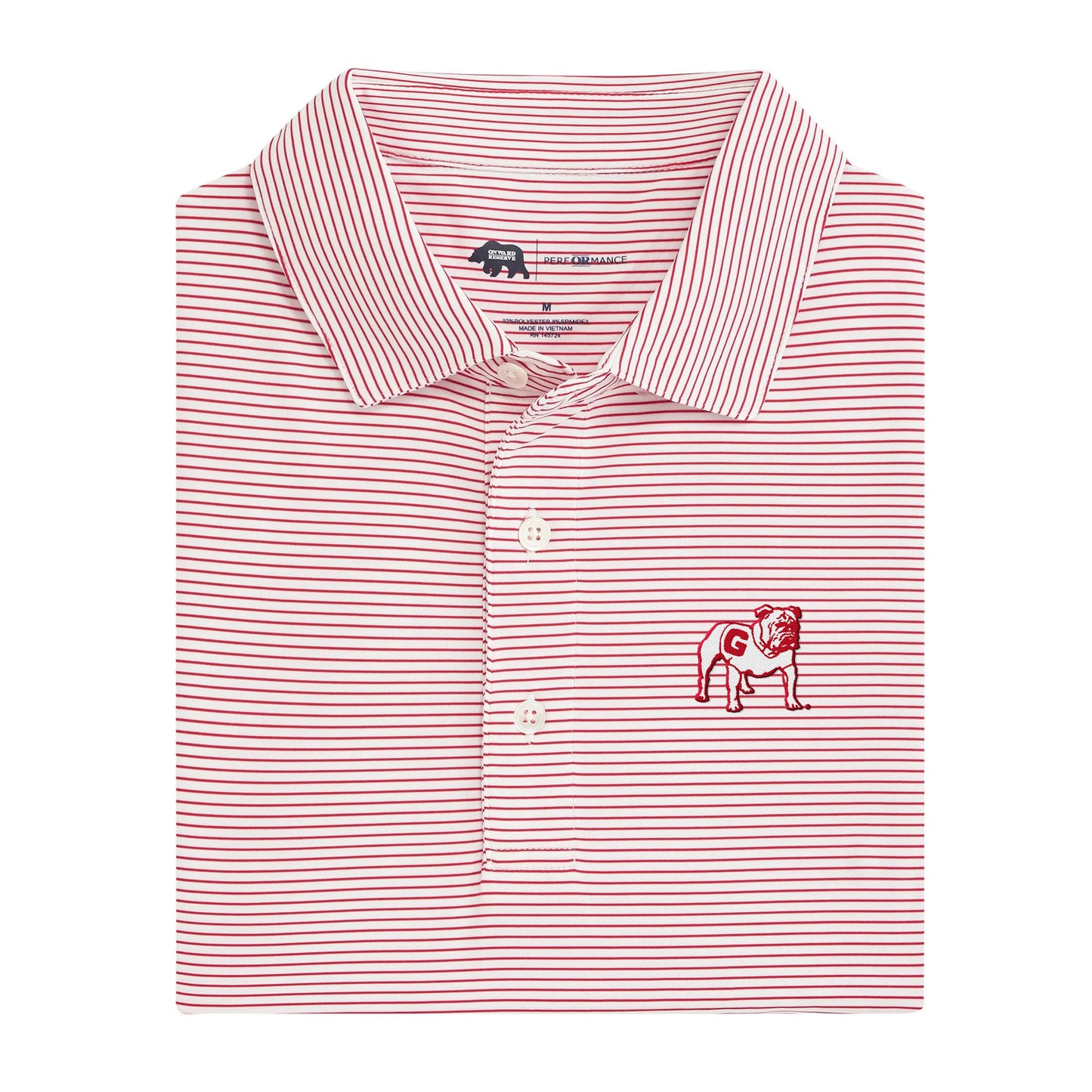 UGA Standing Bulldog Birdie Stripe Performance Polo - Black/White