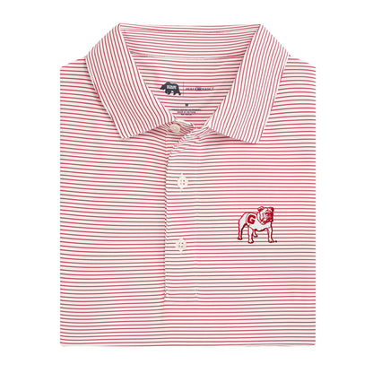 UGA Standing Bulldog Birdie Stripe Performance Polo - Black/White