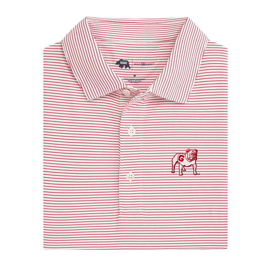 UGA Standing Bulldog Audible Birdie Stripe Performance Polo - Red