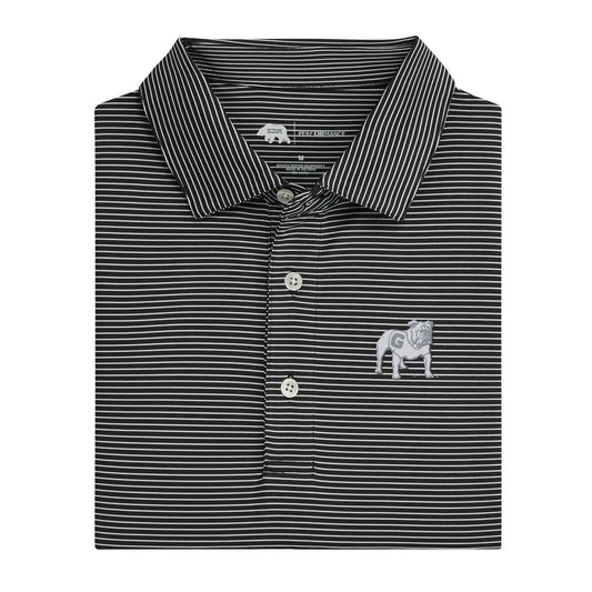 UGA Standing Bulldog Audible Birdie Stripe Performance Polo - Black/White
