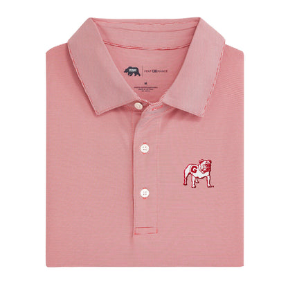 UGA Standing Bulldog Hairline Stripe Performance Polo - Red