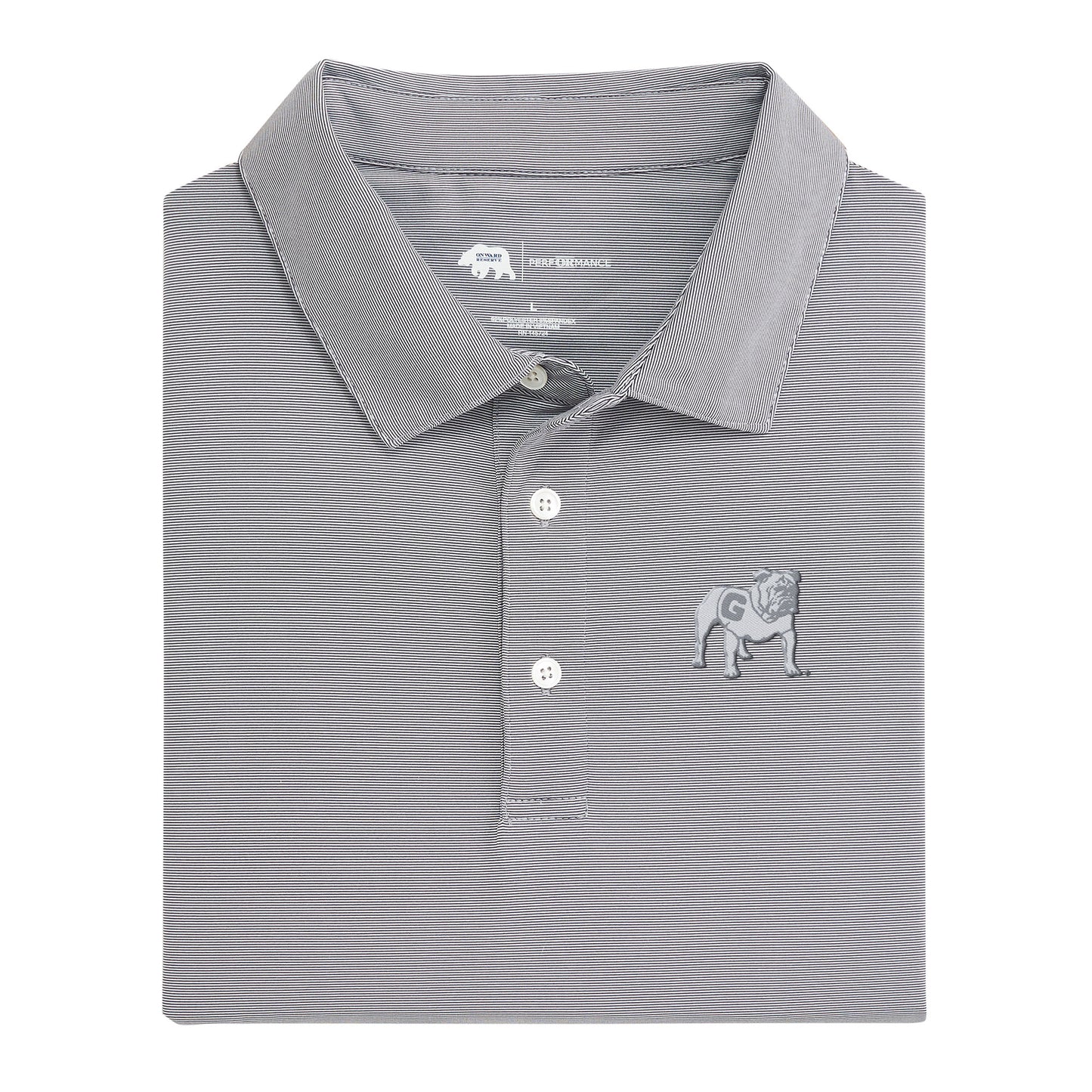 UGA Standing Bulldog Hairline Stripe Performance Polo - Nine Iron