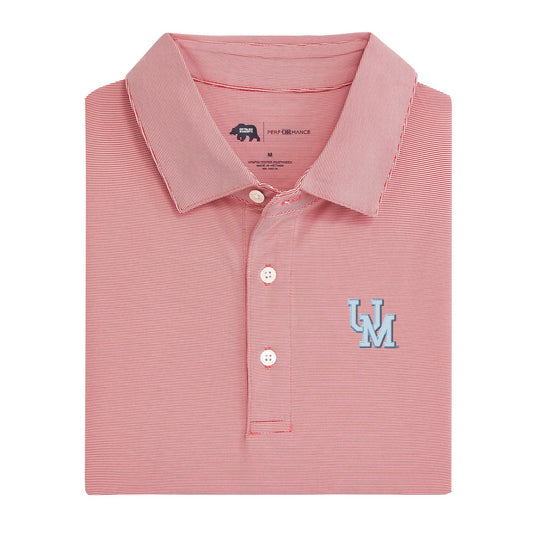 Ole Miss Interlocking UM Hairline Stripe Performance Polo - Red