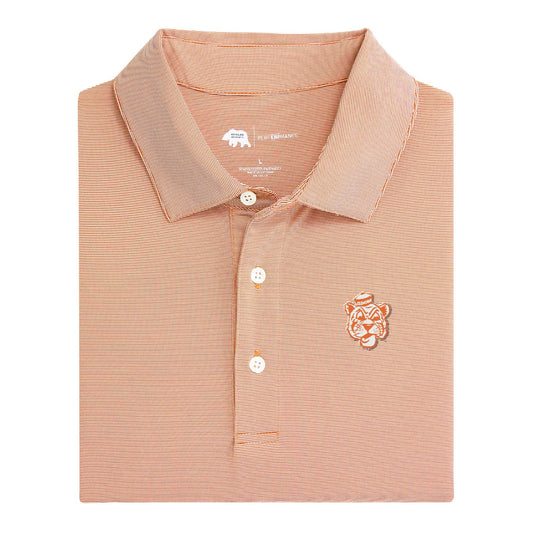 Clemson Vintage Sailor Tiger Audible Hairline Stripe Performance Polo - Orange