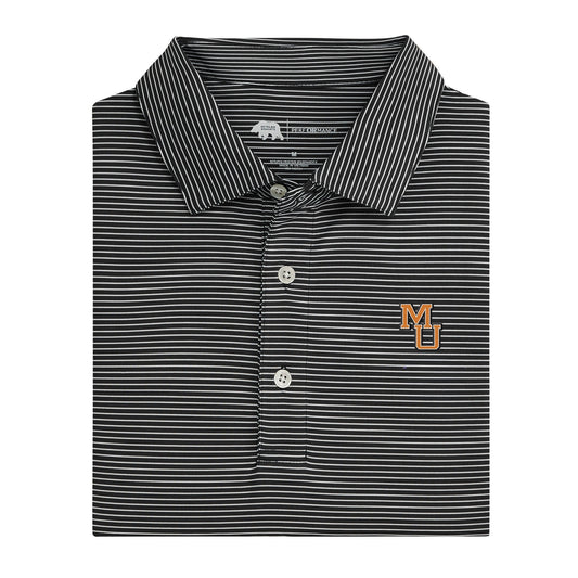 Mercer MU Birdie Stripe Performance Polo - Black/White