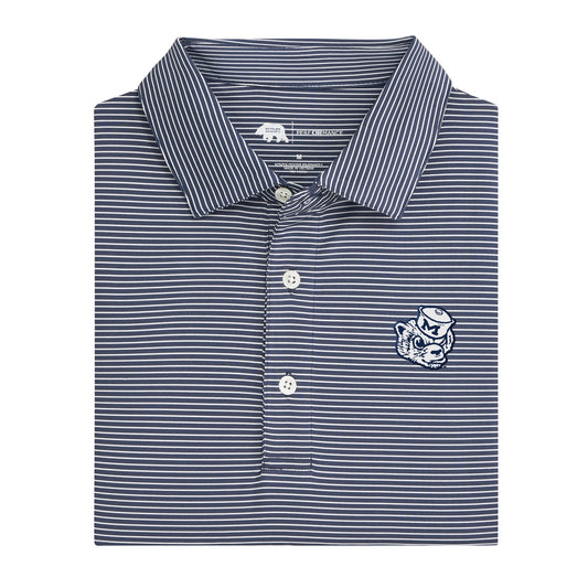 Michigan Vintage Wolverine Birdie Stripe Performance Polo - Dark Denim