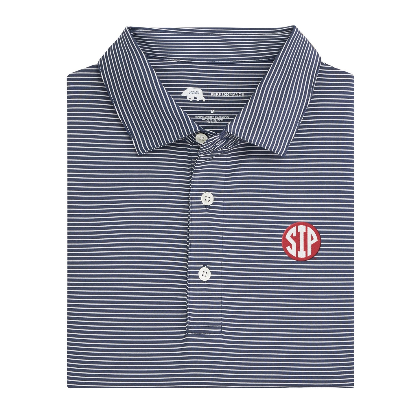 Ole Miss SIP Birdie Stripe Performance Polo - Dark Denim