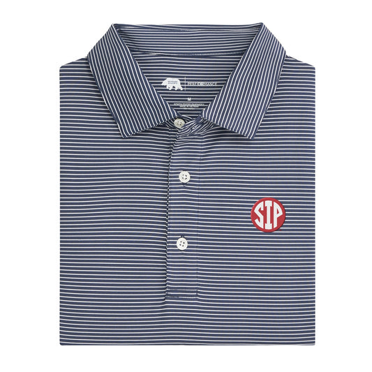Ole Miss SIP Birdie Stripe Performance Polo - Dark Denim