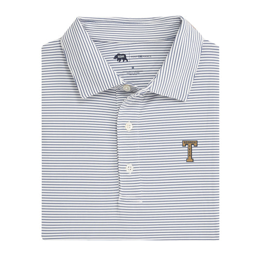 Georgia Tech Vintage Block T Birdie Stripe Performance Polo - True Navy