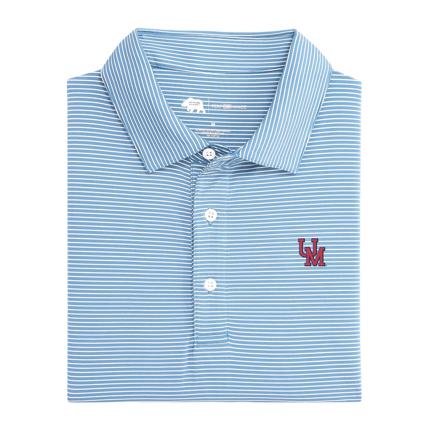 Ole Miss Vintage UM Birdie Stripe Performance Polo - Sky
