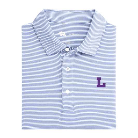 LSU Vintage Block L Birdie Stripe Performance Polo - Heron