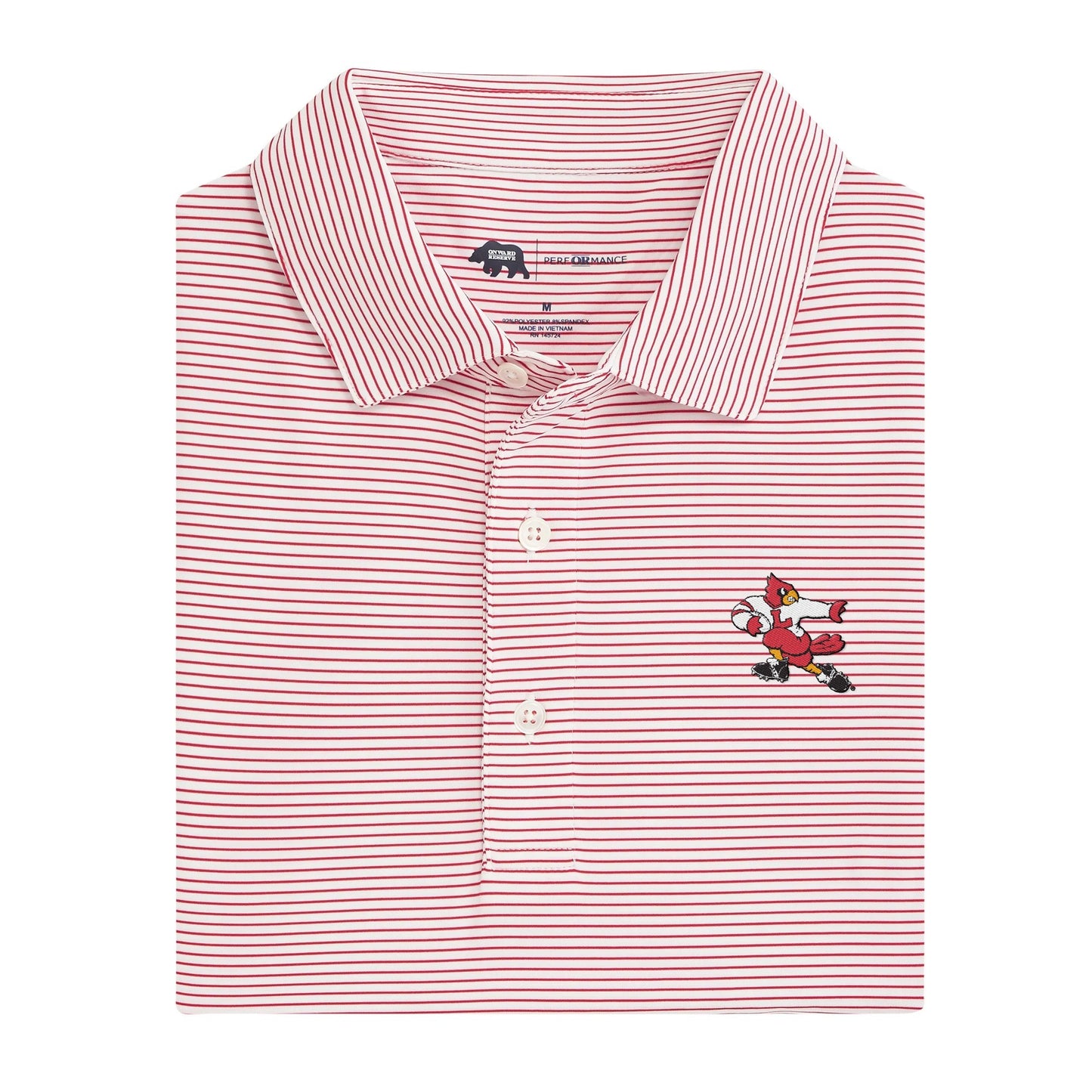 Louisville Vintage Football Cardinal Birdie Stripe Performance Polo - Red