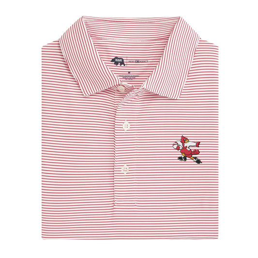Louisville Vintage Football Cardinal Birdie Stripe Performance Polo - Red