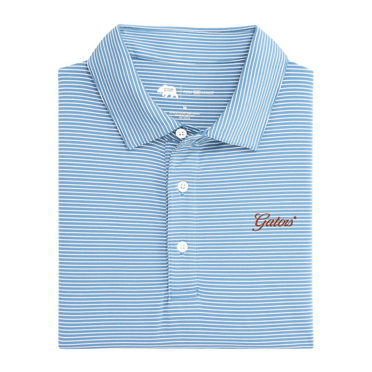 Florida Gators Vintage Script Birdie Stripe Performance Polo - Sky