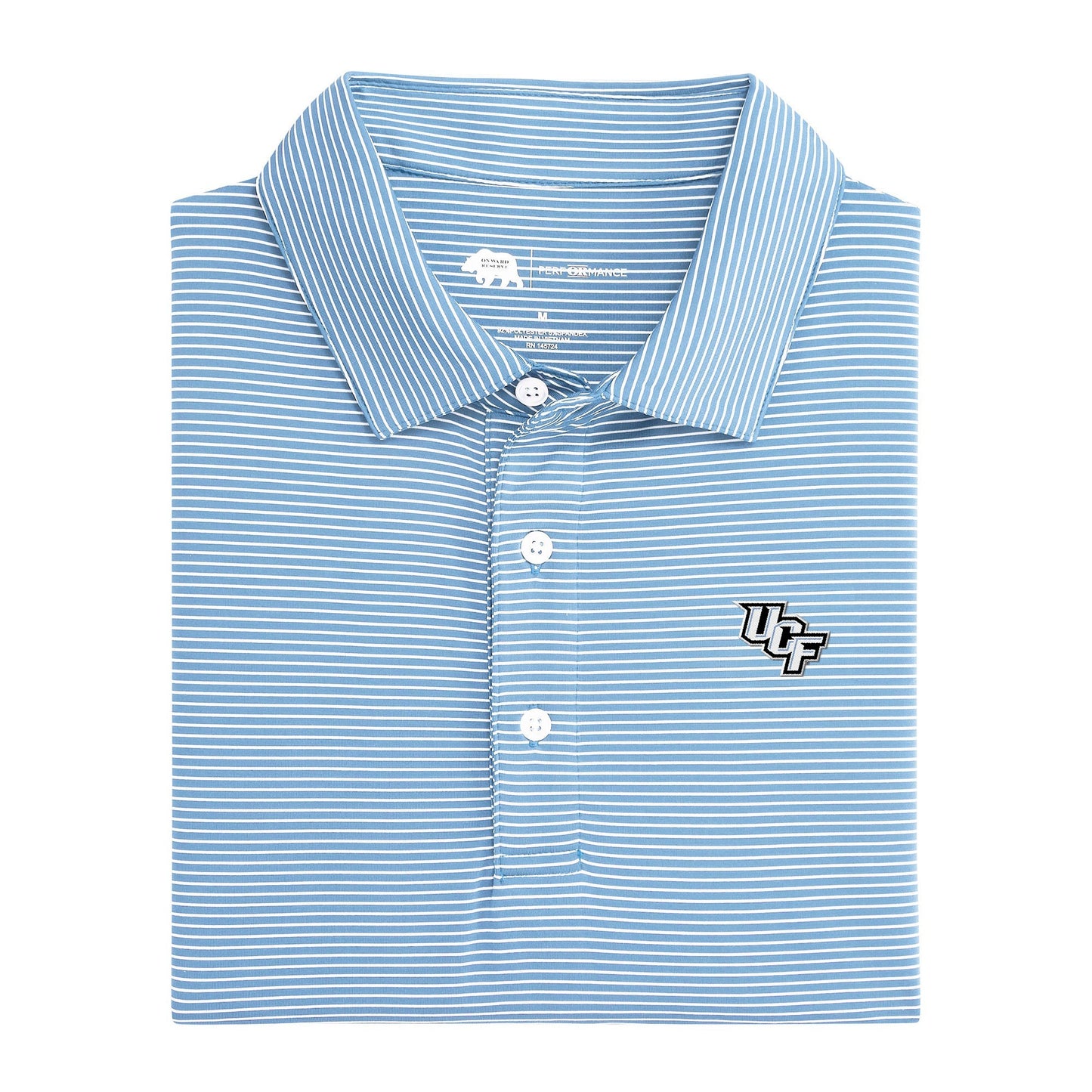 UCF Citronauts Birdie Stripe Performance Polo - Sky