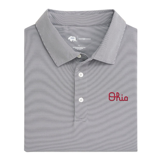 Ohio State Ohio Script Hairline Stripe Performance Polo - Nine Iron
