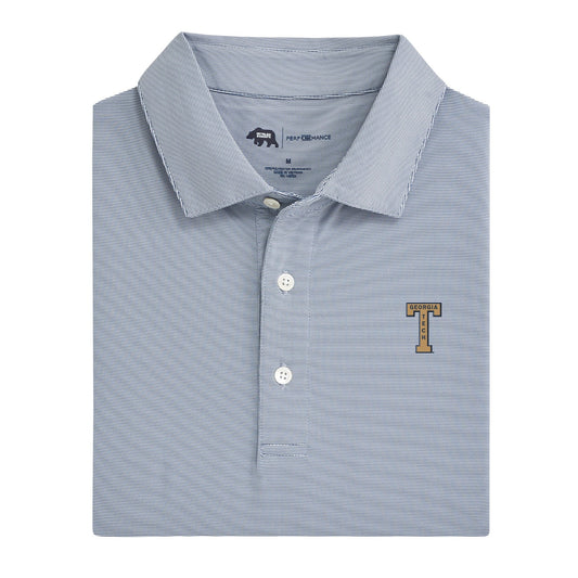 Georgia Tech Vintage Block T Hairline Stripe Performance Polo - True Navy