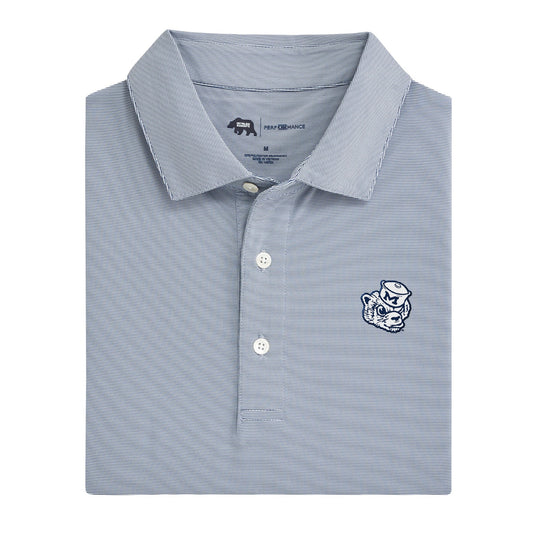Michigan Vintage Wolverine Hairline Stripe Performance Polo - True Navy