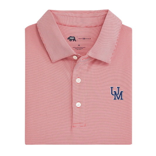 Ole Miss Vintage UM Hairline Stripe Performance Polo - Red