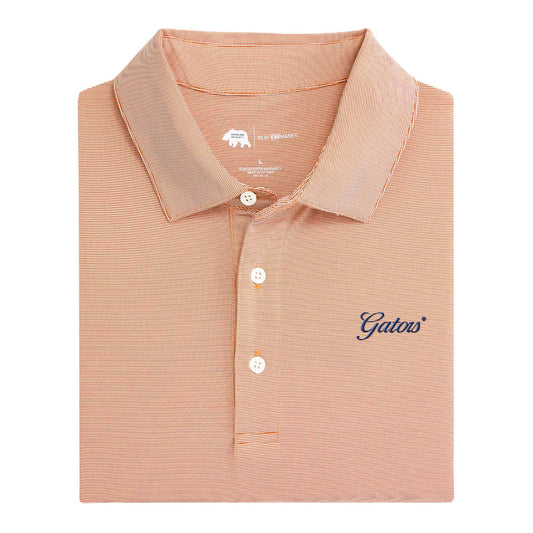 Florida Gators Vintage Script Hairline Stripe Performance Polo - Orange