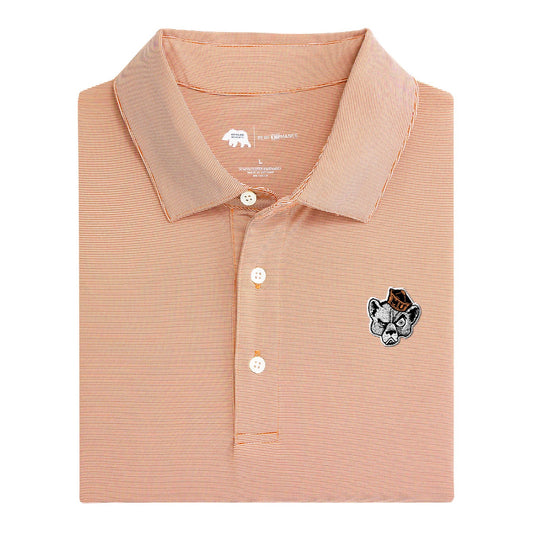 Mercer Sailor Bear Hairline Stripe Performance Polo - Orange