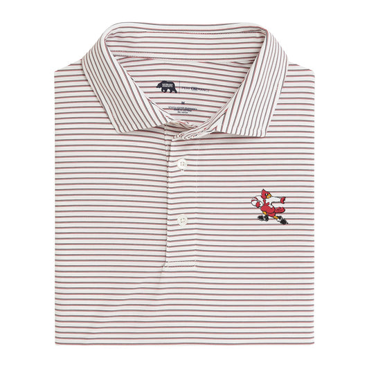 Louisville Vintage Football Cardinal Scout Stripe Performance Polo - Red