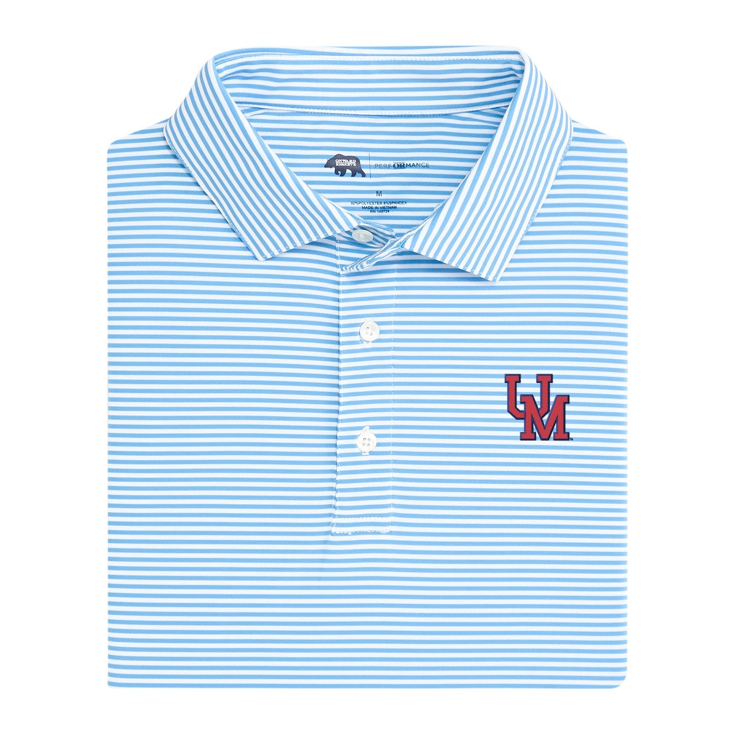 Ole Miss Vintage UM Echo Stripe Performance Polo - Sky