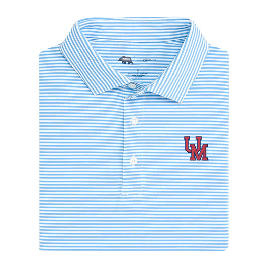 Ole Miss Vintage UM Echo Stripe Performance Polo - Sky