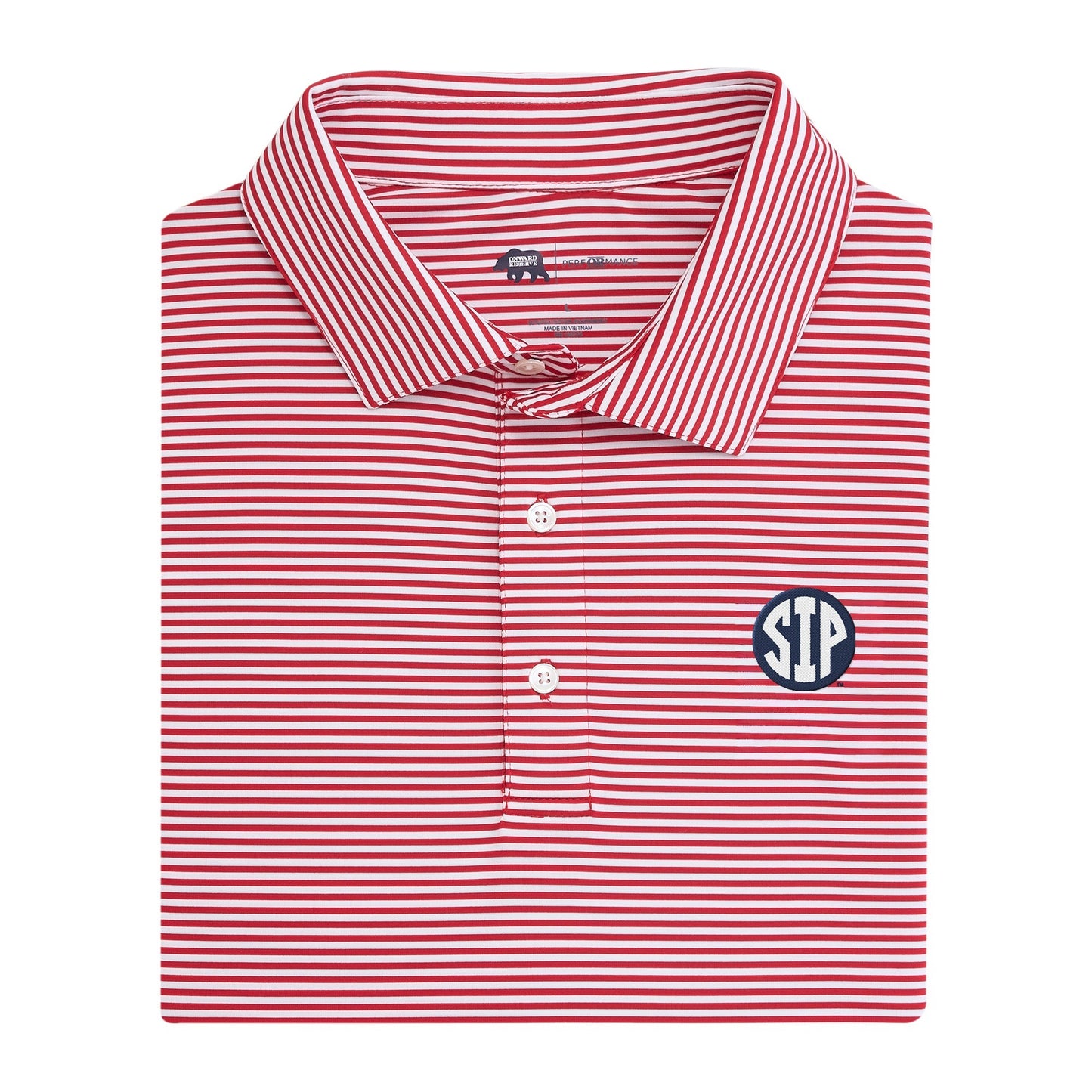Ole Miss SIP Echo Stripe Performance Polo - Red