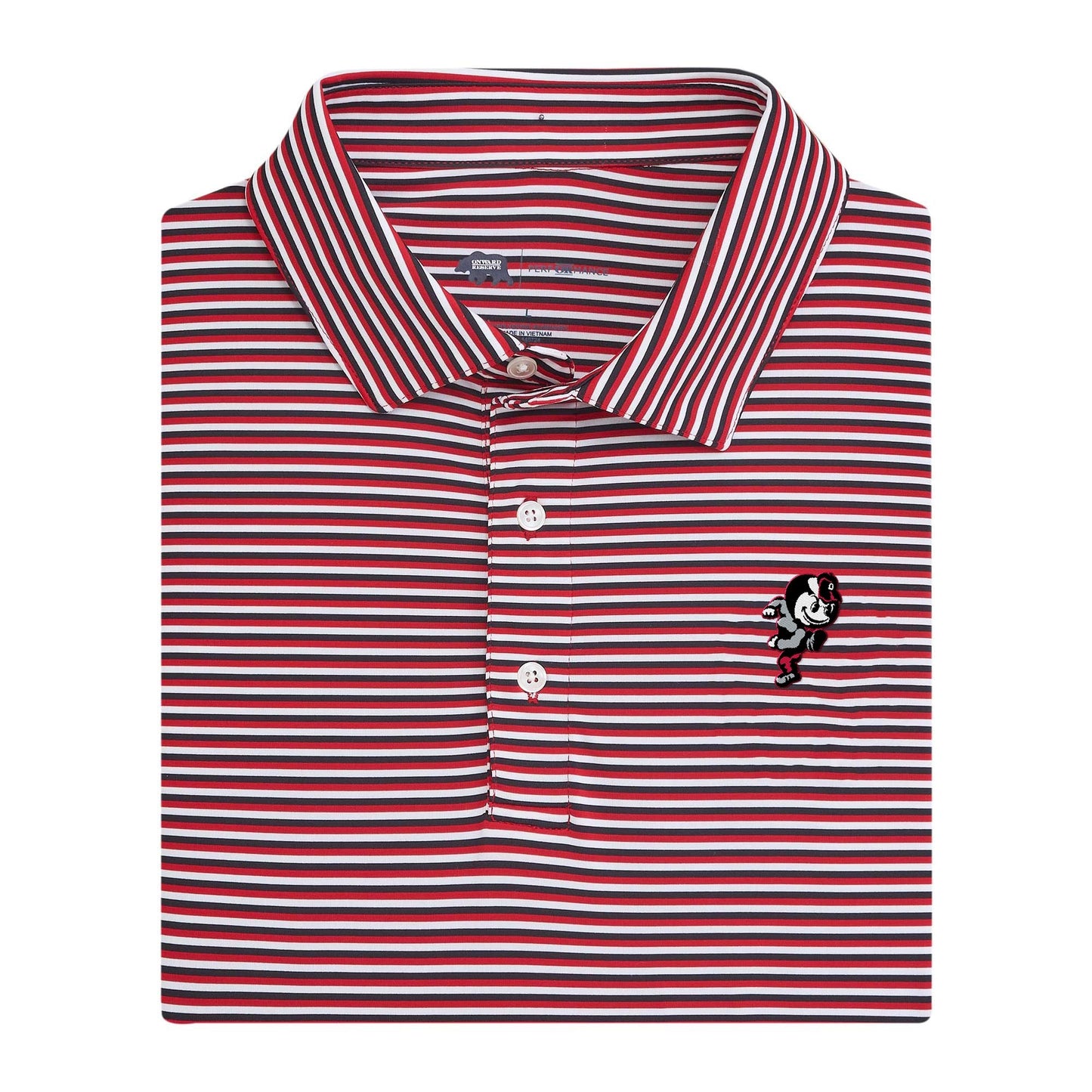 Ohio State Vintage Brutus Tri Stripe Stripe Performance Polo - Red