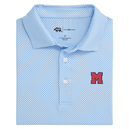 Ole Miss Vintage Block M Scope Printed Performance Polo - Sky