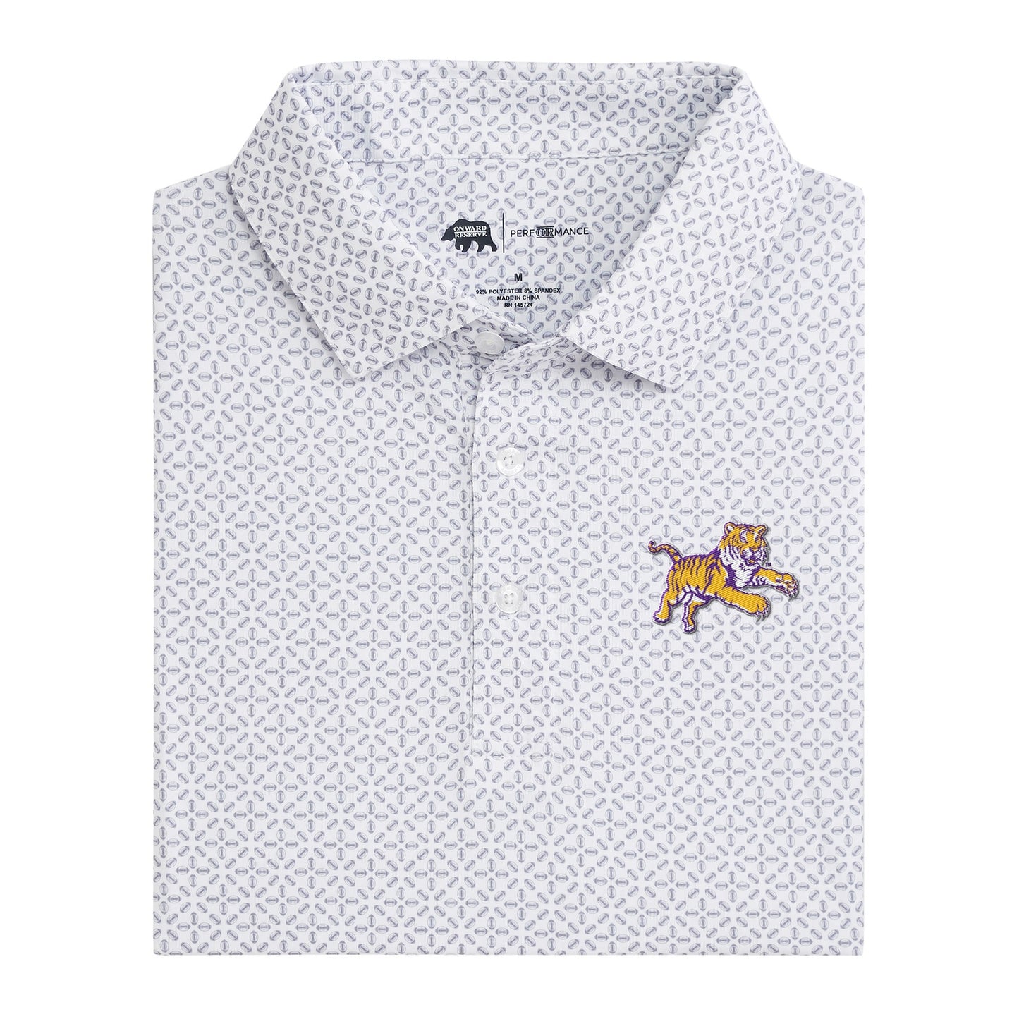 LSU Vintage Soaring Tiger Gameday Printed Performance Polo - White