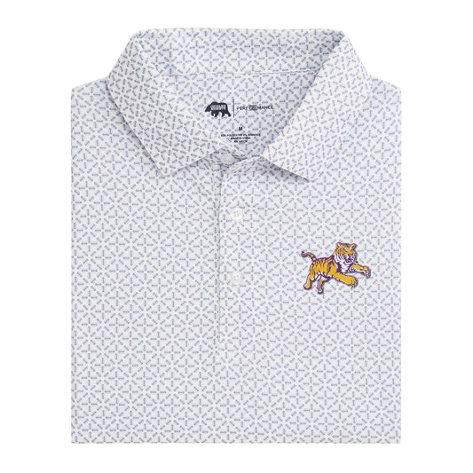 LSU Vintage Soaring Tiger Gameday Printed Performance Polo - White