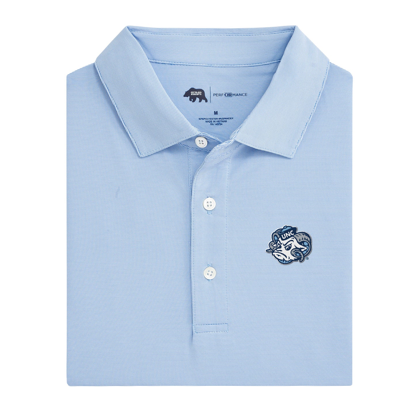UNC Ram Head Hairline Stripe Performance Polo - Sky