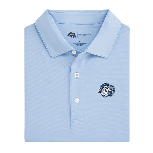 UNC Ram Head Hairline Stripe Performance Polo - Sky